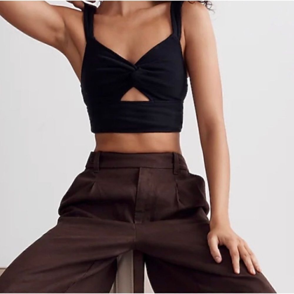 Madewell Cutout Knot-Front Crop Tank Top NWT Size XS